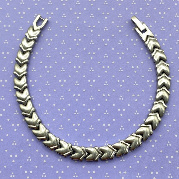 Magnetic Therapy Stainless Steel Bracelet Chevron Design Gender Neutral - Picture 7 of 8